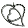 Pendant Setting Zinc Alloy Jewelry Findings Lead-free, Heart 41x38mm Hole:2.5mm, Sold by Bag