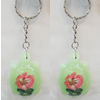 Key Chain Resin with Inner Flower Pendant, 37x62mm, Length Approx 12cm, Sold by PC