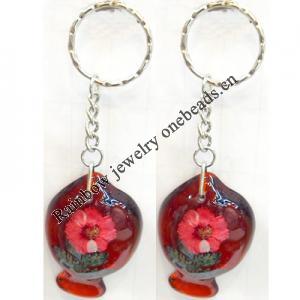 Key Chain Resin with Inner Flower Pendant, 40x63mm, Length Approx 15cm, Sold by PC