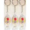 Key Chain Resin with Inner Flower Pendant, 30x70mm, Length Approx 14cm, Sold by PC