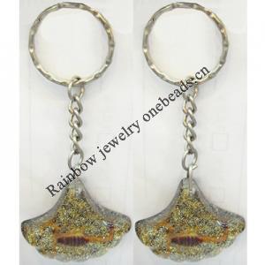 Key Chain Resin with Inner Insect Pendant, 42x37mm, Length Approx 14cm, Sold by PC