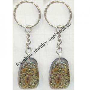 Key Chain Resin with Inner Insect Pendant, 25x40mm, Length Approx 10cm, Sold by PC