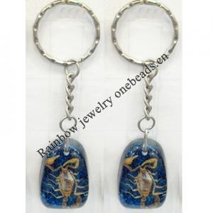 Key Chain Resin with Inner Insect Pendant, 25x40mm, Length Approx 10cm, Sold by PC