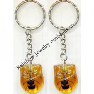 Key Chain Resin with Inner Insect Pendant, 25x35mm, Length Approx 10cm, Sold by PC