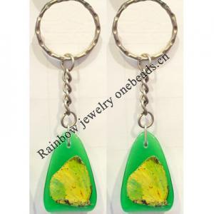 Key Chain Resin with Inner Insect Pendant, 25x42mm, Length Approx 11cm, Sold by PC