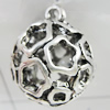 Hollow Bali Pendants Zinc Alloy Jewelry Findings, Lead-free Round 20mm Hole:About 3mm, Sold by PC