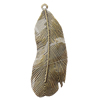 Iron Jewelry Finding Pendant Lead-free, Leaf 20x53mm Hole:2mm, Sold by Bag