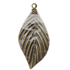 Iron Jewelry Finding Pendant Lead-free, Leaf 35x71mm Hole:3mm, Sold by Bag