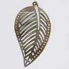 Iron Jewelry Finding Pendant Lead-free, Leaf 40x71mm Hole:1mm, Sold by Bag