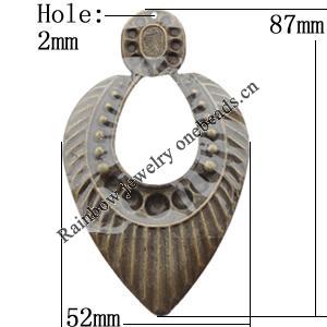 Iron Jewelry Finding Pendant Lead-free, 52x87mm Hole:2mm, Sold by Bag