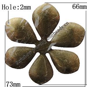 Iron Jewelry Finding Pendant Lead-free, Flower 66x73mm Hole:2mm, Sold by Bag