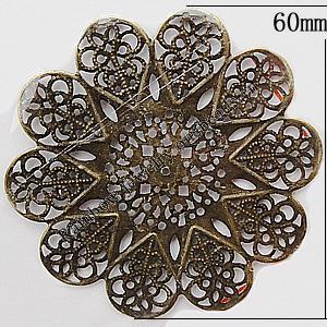 Iron Jewelry Finding Beads Lead-free, Flower 60mm Hole:1mm, Sold by Bag