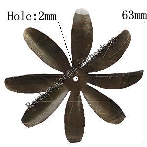 Iron Jewelry Finding Beads Lead-free, Flower 63mm Hole:2mm, Sold by Bag