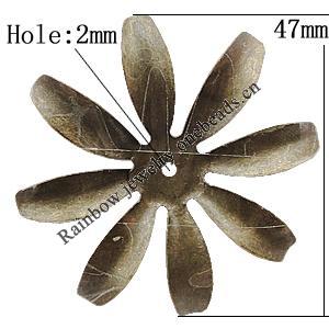 Iron Jewelry Finding Beads Lead-free, Flower 47mm Hole:2mm, Sold by Bag