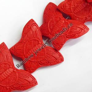 Cinnabar Beads, Butterfly, 37x27mm, Hole:Approx 2mm, Sold by PC