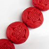 Cinnabar Beads, Flat Round, 22mm, Hole:Approx 2mm, Sold by PC