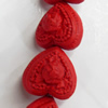 Cinnabar Beads, Heart, 23mm, Hole:Approx 2mm, Sold by PC