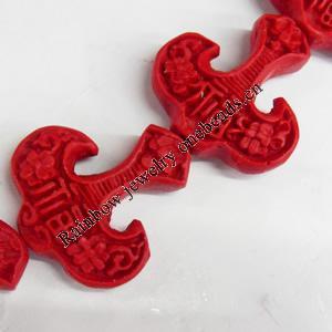 Cinnabar Beads, 26x27mm, Hole:Approx 2mm, Sold by PC