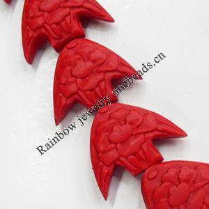 Cinnabar Beads, Fish, 27x22mm, Hole:Approx 2mm, Sold by PC