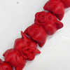 Cinnabar Beads, Pig, 22x24mm, Hole:Approx 2mm, Sold by PC
