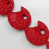 Cinnabar Beads, Fish, 26x28mm, Hole:Approx 2mm, Sold by PC