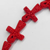 Cinnabar Beads, Cross, 24x30mm, Hole:Approx 2mm, Sold by PC