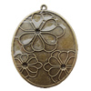 Iron Jewelry Finding Pendant Lead-free, Flat Oval 62x77mm Hole:3mm, Sold by Bag