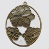 Iron Jewelry Finding Pendant Lead-free, Flat Oval 62x76mm Hole:2mm, Sold by Bag