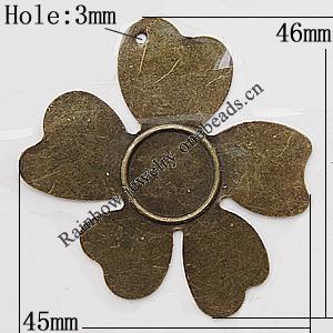 Iron Jewelry Finding Pendant Lead-free, Flower 46x45mm Hole:3mm, Sold by Bag