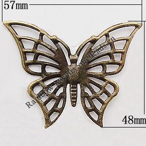 Iron Jewelry Finding Connectors/links Lead-free, Butterfly 57x48mm, Sold by Bag