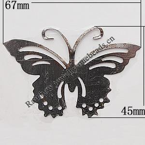 Iron Jewelry Finding Connectors/links Lead-free, Butterfly 67x45mm, Sold by Bag