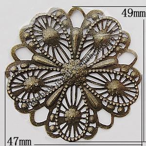 Iron Jewelry Finding Connectors/links Lead-free, Flower 49x47mm, Sold by Bag