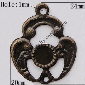 Iron Jewelry Finding Pendant Lead-free, 20x24mm Hole:1mm, Sold by Bag