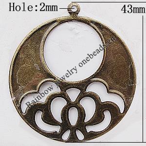 Iron Jewelry Finding Pendant Lead-free, 43mm Hole:2mm, Sold by Bag