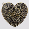Iron Jewelry Finding Pendant Lead-free, Heart 44x43mm Hole:2mm, Sold by Bag