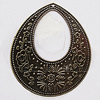 Iron Jewelry Finding Pendant Lead-free, Teardrop 55x62mm Hole:2mm, Sold by Bag