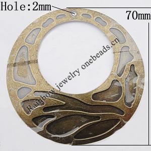 Iron Jewelry Finding Pendant Lead-free, 70mm Hole:2mm, Sold by Bag