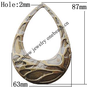 Iron Jewelry Finding Pendant Lead-free, Teardrop 63x87m Hole:2mm, Sold by Bag