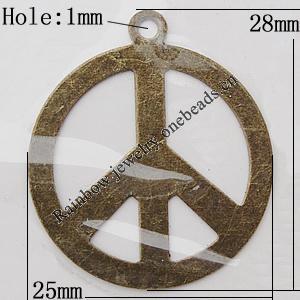 Iron Jewelry Finding Pendant Lead-free, 25x28mm Hole:1mm, Sold by Bag