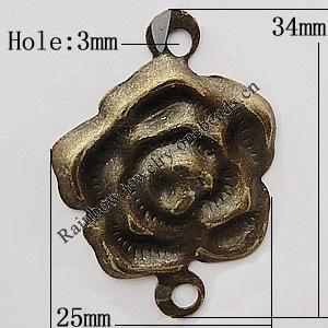 Iron Jewelry Finding Connectors/links Lead-free, 25x34mm Hole:3mm, Sold by Bag