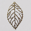 Iron Jewelry Finding Pendant Lead-free, Leaf 46x27mm Hole:0.5mm, Sold by Bag