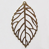 Iron Jewelry Finding Pendant Lead-free, Leaf 38x65mm Hole:2mm, Sold by Bag