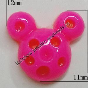Resin Cabochons, No Hole Headwear & Costume Accessory, Animal Head, The other side is Flat 11x12mm, Sold by Bag