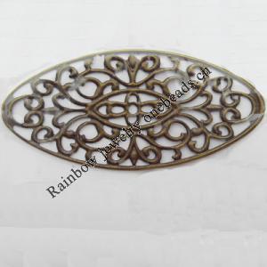 Iron Jewelry Finding Beads Lead-free, 46x21mm, Hole:1mm, Sold by Bag