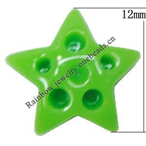 Resin Cabochons, No Hole Headwear & Costume Accessory, Star, The other side is Flat 12mm, Sold by Bag