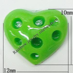 Resin Cabochons, No Hole Headwear & Costume Accessory, Heart, The other side is Flat 12x10mm, Sold by Bag