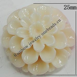 Resin Cabochons, NO Hole Headwear & Costume Accessory, Flower, About 25mm in diameter, Sold by Bag