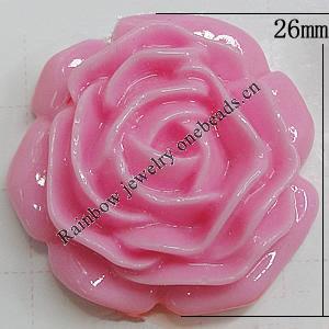 Resin Cabochons, NO Hole Headwear & Costume Accessory, Flower, About 26mm in diameter, Sold by Bag