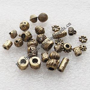Jewelry Findings CCB Plastic Beads Antique Copper Mix Style Mix Size, 6mm-10x8mm Hole:2.5mm, Sold by Bag