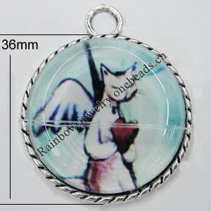 Zinc Alloy Cabochon Settings with Cameos Resin Beads, Lead-free 36mm, Sold by Bag